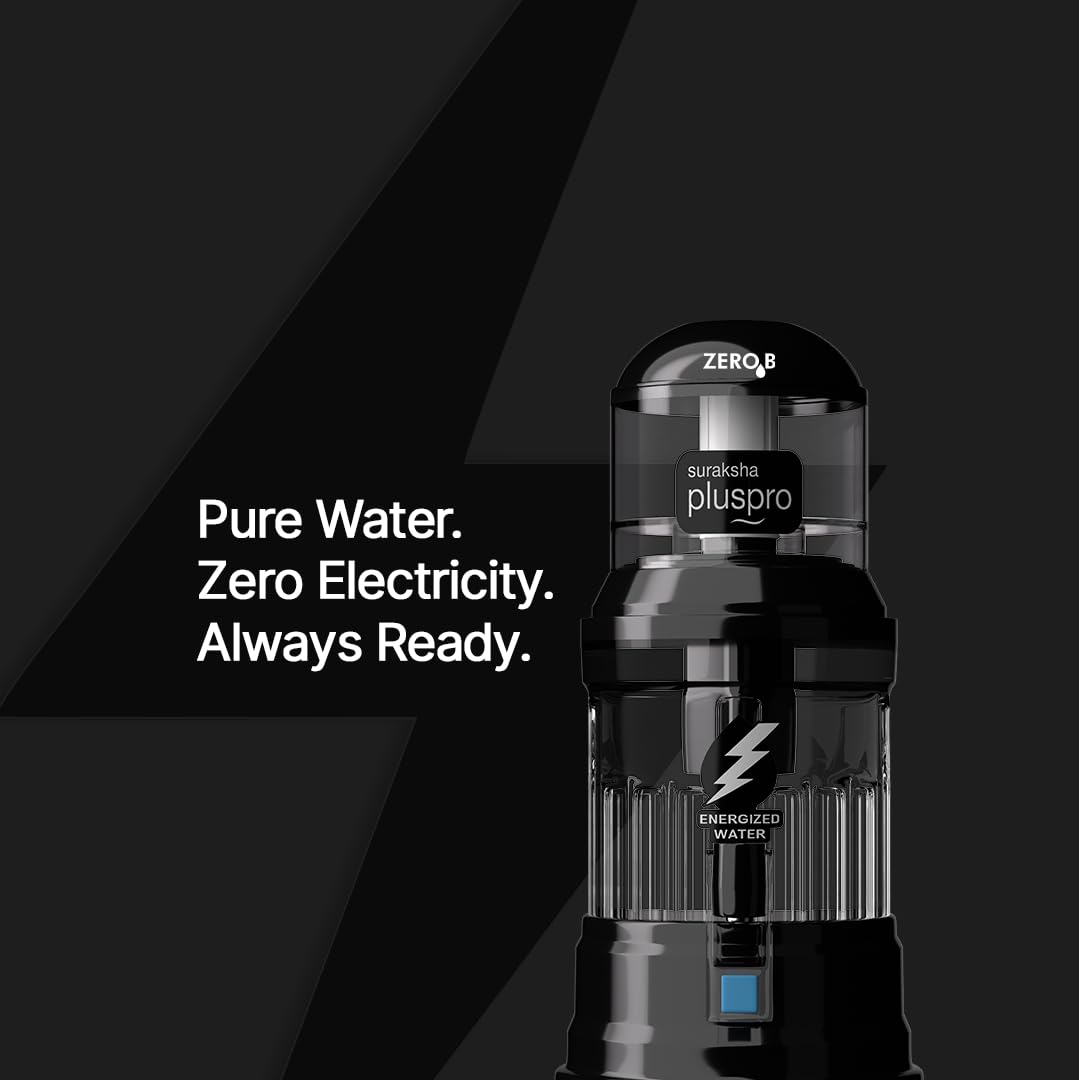 Zero B Suraksha Plus Pro 15L Gravity Water Filter | 4-Stage Resin + Carbon Purifier 