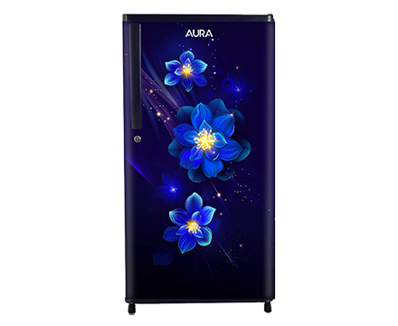 Aura Blue Colour Floral Design 170 Ltr Single Door Refrigerator - AU170DBGS