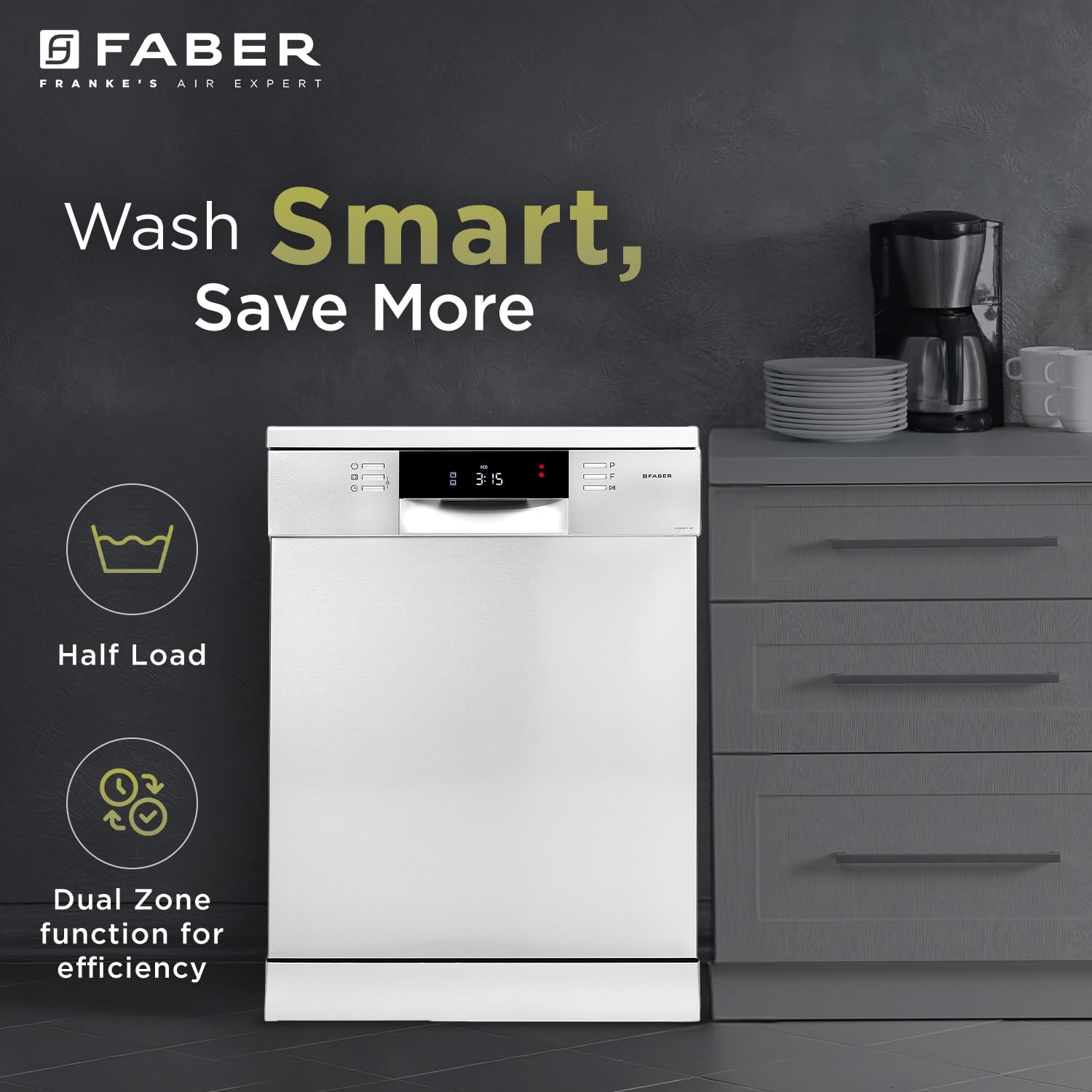 Faber 14 Place Settings Free Standing Dishwasher, FFSD 8PR 14S